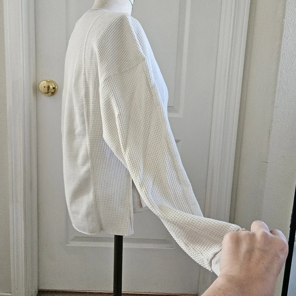 Nike Yoga Luxe waffle cover up sweat in off white XS